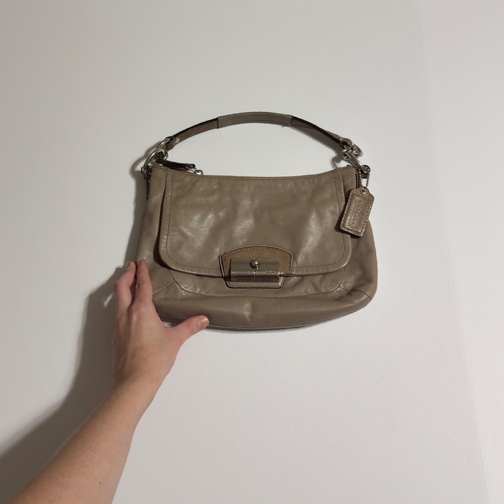 Coach Kristin Taupe Leather Convertible Hobo Crossbody Bag 19292